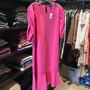Ann Taylor Factory bright pink dress 3/4 sleeved dress size Large